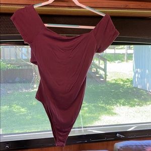 Maroon Criss Cross Back Bodysuit